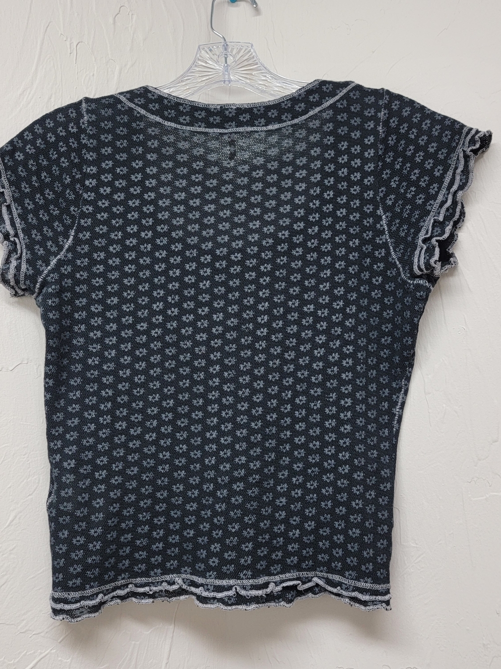 Free People Garner Tee Black Top Y2K Style Floral Dainty Fairy Goth Short SM - Picture 4 of 9